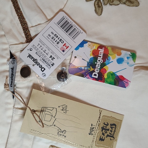 Desigual Women's Soft White Stretch Cotton Summer Shorts (Sz 24) - Picture 7 of 12